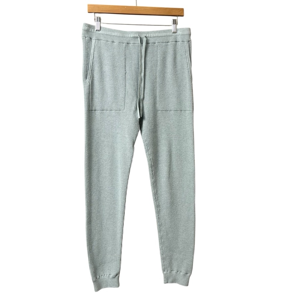 White + Warren Waffle Knit Cotton Silk Blend Joggers Size Large Teal